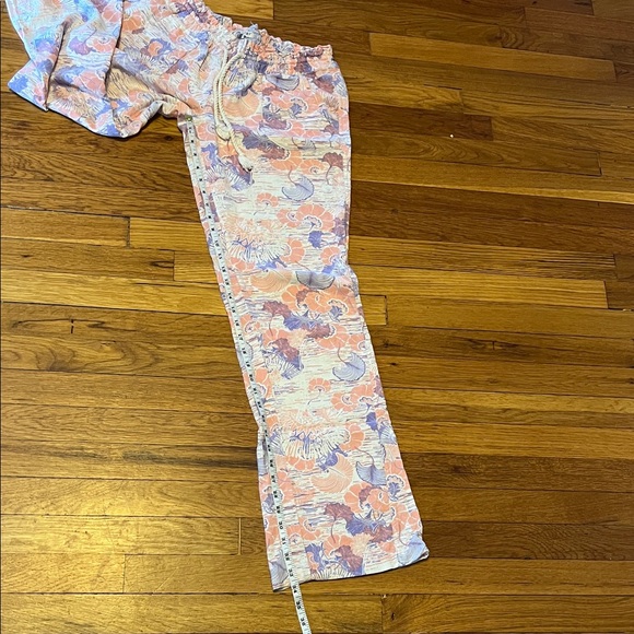 Roxy Wide Leg floral print cargo Flax Linen Drawstring Relaxed Fit pants M EUC - Picture 9 of 13